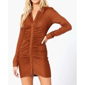 L Space Scarlett Long Sleeve Dress Brown